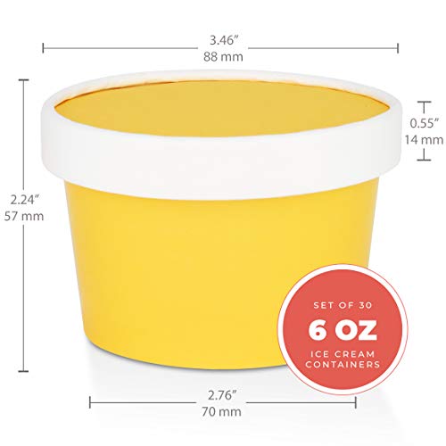Glowcoast Ice Cream Containers With Lids 6 oz (Mini Pint, 30 set) Ice