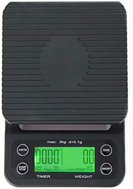 Digital Kitchen Scales, (3kg, 0.1g) Mini Coffee Scales Electric Cooking Scales Back-Lit LCD Display Tare Features Stainless Steel Black (Color : Black, Size : 19513030mm)