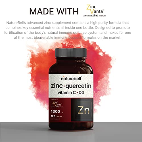 Zinc Quercetin with Vitamin C & D3, 120 Capsules, Quercetin 1000mg, 4