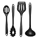 10Pcs/set Silicone Heat Resistant Kitchen Cooking Utensils spatula Non-Stick Baking Tool tongs ladle gadget by BonBon (black)