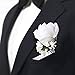 Men Wedding Boutonniere Wedding Flowers Buttonholes Accessories Groom Groomsman Prom Party Suit Decoration (8, White 7)