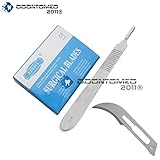 OdontoMed2011 Box of 100 Pieces Carbon Steel Scalpel Blade STERILE #12 with Free Handle # 3