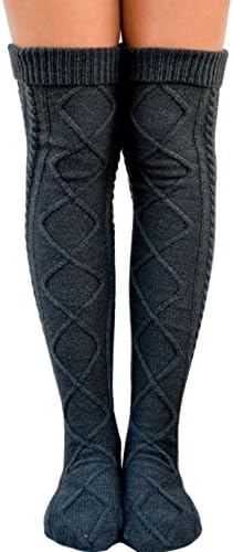 Women Knee High Socks Long Boot Socks Winter Cable Knit Leg Warmers