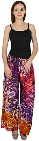 Nakashi Women Casual Elastic Waist Tie And Die Print Hippe Boho Yoga Palazzo Pants Plus Size.