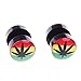 BodyJ4You 18PC Fake Plugs Logo Ear Gauge Cheater 00G Look 16G Pot Leaf Skull Stars Black Earrings