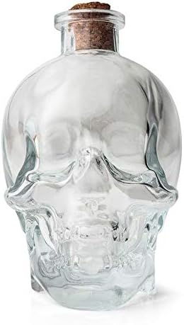 Godskitchen 380 ml Transparent Skull Head Whisky Scotch Wine Glass Decanter with Wooden Cork