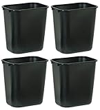 Rubbermaid Commercial Products NCVBHDGH FG295600BLA Plastic Deskside Wastebasket, 28-1/8-quart, Black, 4 Pack