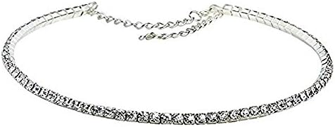 Sunny Morning Womens 1 Row Bridal Wedding Jewelry Crystal Rhinestone Collar Choker Necklace