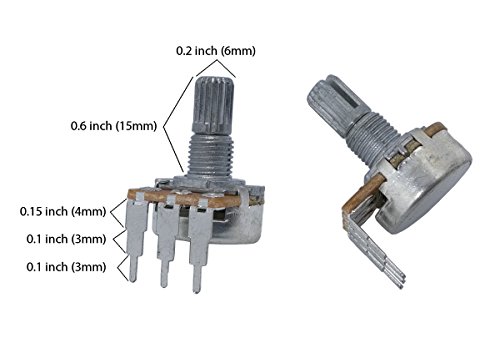 Potentiometer Assortment 48 pcs 10 values 1K 5K 10K 20K 50K 100K 250K 500K 1M vertical terminals linear B and audio Logarithmic A100K
