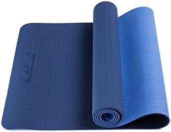 Bestshared Non-Slip PVC-Free 72-Inch Thick 6mm Light Weight 2.4 lbs. Two Layer TPE Yoga Mat - Navy Blue