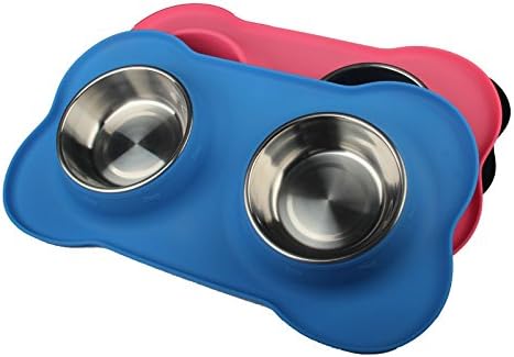 Dog Bowls โ Stainless Steel Dog Food & Water Bowl with No Spill Non-Skid Silicone Mat - Best Dog Bowls for Feeding Dogs Cats Puppies and Pets(Set of 2) (blue)