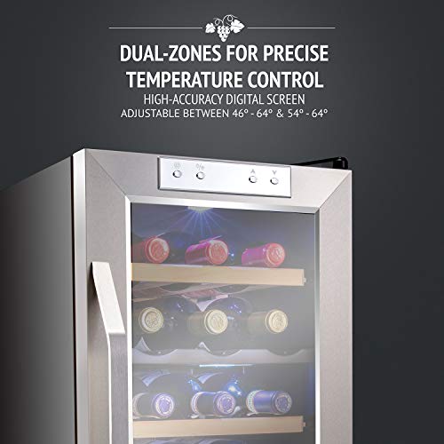 Ivation Premium Stainless Steel 18 Bottle Dual Zone Thermoelectric Wine