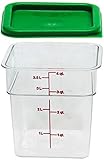 Cambro 4SFSCW135 4 Qt. Clear Square Polycarbonate Food Storage Container with SFC2452 Kelly Green Lid