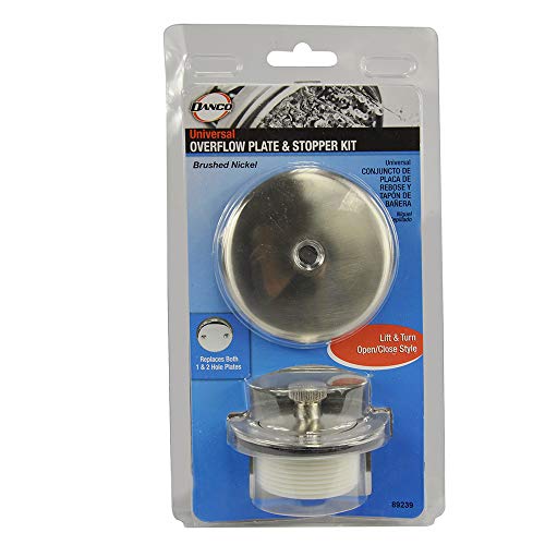 Danco, Brushed Nickel, Universal Lift and Turn Bath Drain Trim Kit with Overflow, 89239, 1Pack