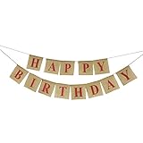 Burlap Happy Birthday Banner Bunting - Rustic Birthday Party Decorations - Premium Quality Party Supplies