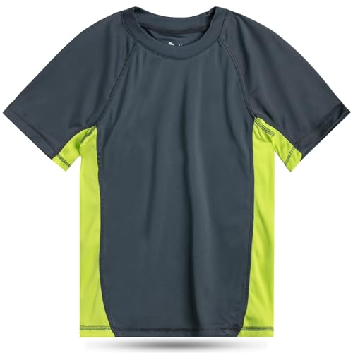 Kanu Surf Boys' Short Sleeve UPF 50+ Rashguard Swim Shirt, CB Charcoal, 4T