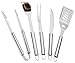 Elite BBQ Grill Tools Set - Stainless Steel Grilling Tools - BBQ Accessories - 5 Piece Barbecue Tool Gift Set w/BBQ Spatula, Tongs, Knife, Fork, Cleaning Brush - BBQ Set - Barbeque Grill Accessories