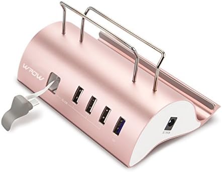 USB Charging Station, Wpow 40W 4-Ports Desktop Charger Dock Quick Charge 2.0 with Detachable Power Cord for Samsung/iPad / Smart Phones / Tablets (Rose Gold)