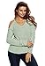 Dokotoo Womens Cold Shoulder Loose Knitted Sweater Top Blouse Medium Green