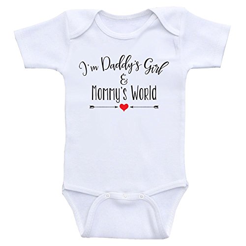 Cute Baby Girl Clothes "Daddy's Girl And Mommy's World" Onesies For Baby Girls (6mo-Short Sleeve, Black Text)