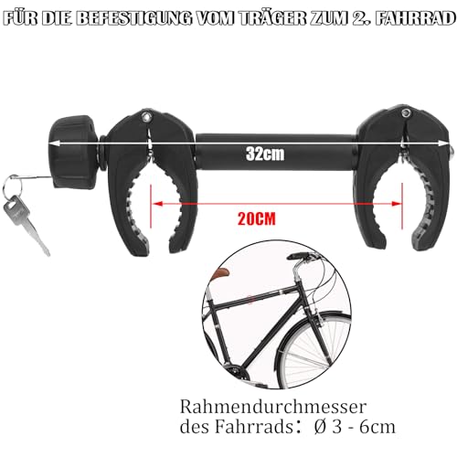 Sorlpv Frame holder for bicycle carriers, 32 cm length, universal short bicycle frame holder, lockable, frame holder for frame diameter of the bicycle: diameter 3-6 cm