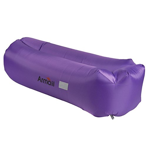 Armati Inflatable Lounger Patented Comfortable Headrest, Indoor or Outdoor Air Sofa, Camp Bedding, Hammock,Air Mattress with Carry Bag, Securing Stake and Bottle Opener