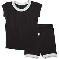 AVAUMA Baby Boys Girls Simple Pj Set Kids Pajamas Short Sleeve Cotton 100%(Black XL/3T)