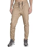 THE AWOKEN Men's Chino Jogger Pants Khaki Stretch Twill Slim Fit Sweatpants