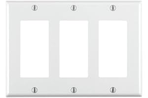 Leviton Decora 3-Gang Wallplate, Standard Size, Thermoset, Device Mount, 80411-00W, White