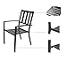 EMERIT Patio Wrought Metal Indoor Outdoor Stackable Dining Arm Chairs Set of 2,Black
