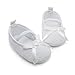 Delebao Baby Girl Infant Satin Mary Jane White Shoes Dance Ballerina Slippers (6-12 Months, Shoes & Headband)