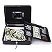 CK Wind Large Cash Box with Lock - Premium Steel Box with Money Tray and 2 Keys, Black