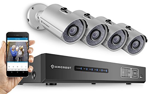 Amcrest Full-HD Video Security System -Weatherproof IP67 Bullet Cameras, 65ft IR LED Night Vision, HDD,Smartphone View (1.3MP IP POE NVR, 1.3MP 4CH NVR + 4 Bullets)