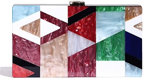 JIFUNEEY Evening Handbag Box Acrylic Clutch Stripes Shoulder Bag for Party Coffee Purse Bag