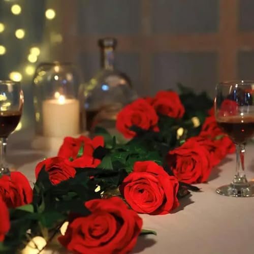 Générique 12pcs Rouges Roses Fleurs Artificielles, Roses en Soie EléGante Rose Cadeau, Romantique Saint Valentin FêTe des MèRes NoëL Anniversaire Rose, Le Mariage, La Maison, DéCoration De FêTe (B)