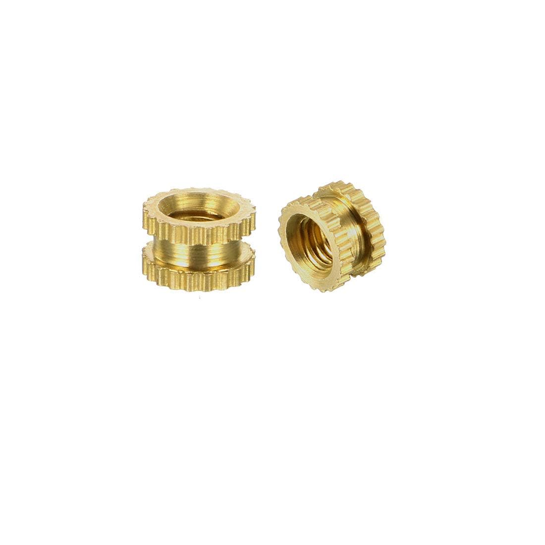 TOP-VIGOR 100Pcs Threaded Insert Knurled Nuts, M3 x 3mm x 5mm OD Brass Female Thread Knurled Nuts, Embedment Nut Insert for 3D Printer