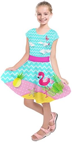 PattyCandy Girls Dress Up Dog Footprint Easter Animals Cartoon Sketch & Rocket Toddler Kids Short Sleeve Dress