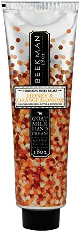 Beekman 1802 Pure Goat Milk Hand Cream, Honey & Orange Blossom - Scented - 3.4 oz - Moisturizing Lotion for Dry Skin - Anti-Aging Hydration - Good for Sensitive Skin - Cruelty Free