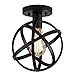SUJING Industrial Metal Pendant Light, Spherical Black Cage Pendant Light, Rustic Chandelier Vintage Hanging Cage Globe Ceiling Light Fixture for Kitchen Island Dining Room Farmhouse Entryway Hallwaythumb 4