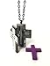 FIKA Steel Gray Cross Aromatherapy Essential Oils Air Freshener Necklace Locket Pads included