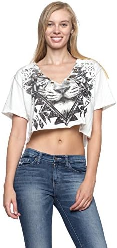 OWLFISH Geometrical Tiger Crop Contemporary Fashion Top