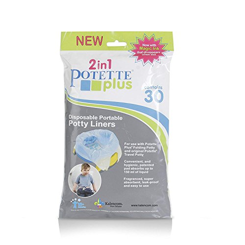 Kalencom 2 in 1 Potette Plus Portable Potty Training + Travel Toilet Seat with 30 Potty Liners Bundle (White)