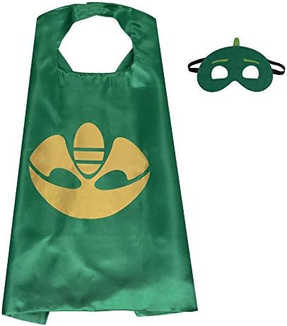 PJ Masks Costume Superhero Dress Up For Kids - Best For Christmas Gift,Children's Birthday,Cosplay Party. Satin Cape and Felt Mask Role Play Set. Cartoon Outfit For Boys and Girls (Gekko)
