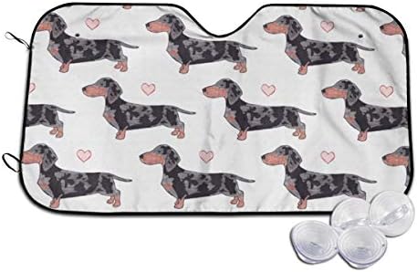 ダックスフント ダップル ラブ 車用 サンシェード カーフロントカバー シート フロントガラス 日除けシェード 吸盤