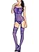 Amoretu Womens Striped Lingerie Fishnet Bodysuits Crotchless Bodystocking Blue