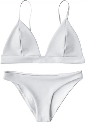 Rubylong Women's Push Up Strap Swimsuit Two Pieces Triangle Top Brazilian Bottom Padding Bikini Set