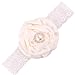DZT1968 Baby Girl Wide Lace Turban Headband Head Wrap Hair Band With Pearl Flower (Beige)
