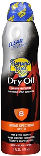 Banana Boat UltraMist Tanning Dry Oil Continuous Spray SPF 8 6 oz (Pack of 5)