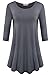 JollieLovin Womens Plus Size 3/4 Sleeve Tunic Tops Loose Fit Casual Swing Basic T Shirt to Wear with Leggings Deep Gray