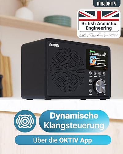 MAJORITY Touro Internet Radio WLAN DAB+ Radio with Bluetooth, DAB Plus Radio Kitchen Radio, Internet WLAN with DSP Speaker, Digital Radio, Frontier Oktiv App Control